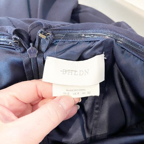 BHLDN Anthropologie Flutter Straps Formal Bridesmaids Long Dress Navy Blue 0 - Picture 3 of 10